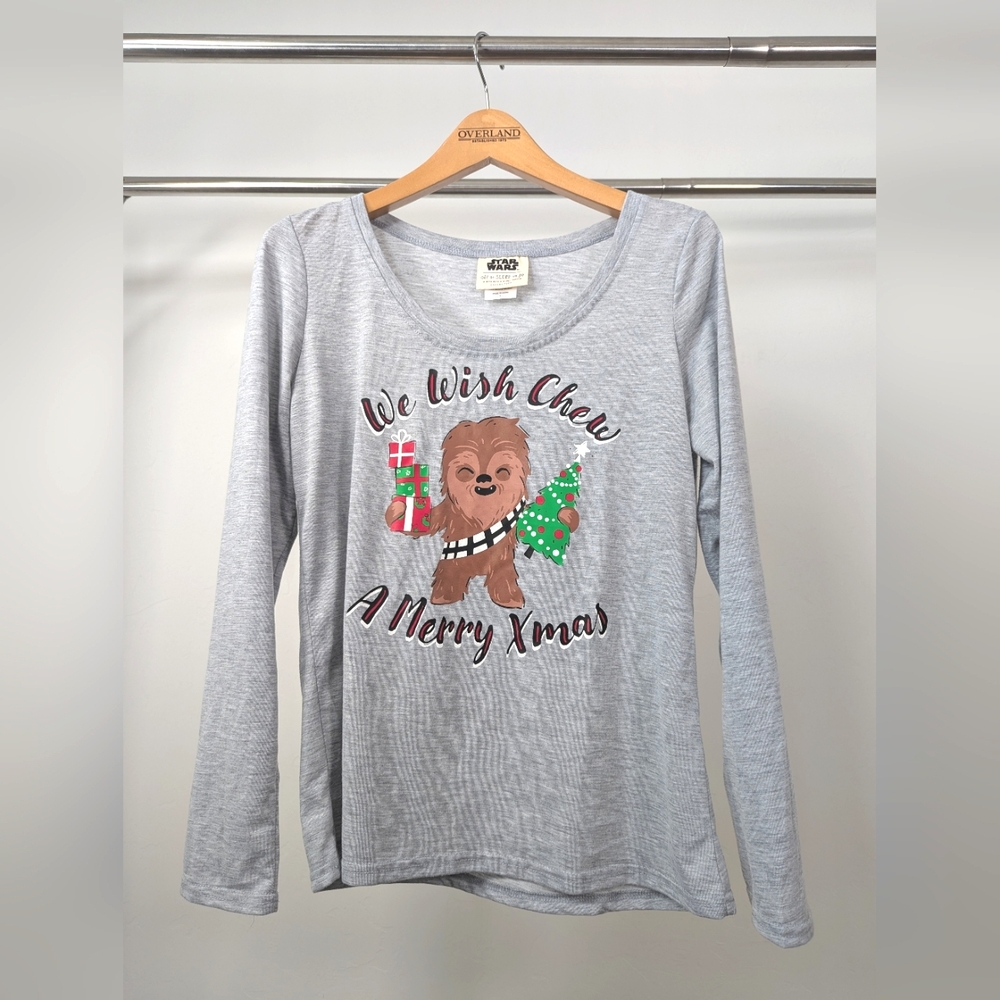 🌴 Star Wars Gray Chewbacca Holiday Tee – "We Wish Chew a Merry Christmas"Size L